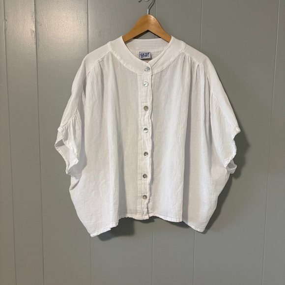 Oh My Gauze! Tops - Oh My Gauze! Ines Cotton Gauze Blouse White Size 1 Small/Medium Short Sleeve